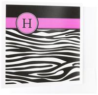 3dRose Greeting Cards, White Zebra Stripes, 6 x 6 Inches, Letter H Monogram Black (gc_154279_2)