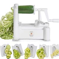 Brieftons 5-Blade Spiralizer (Classic): Strongest-and-Heaviest Duty Vegetable Spiral Slicer, Best Veggie Pasta Spaghetti Maker for Low Carb / Paleo / Gluten-Free Meals, With 3 Recipe Ebooks - White