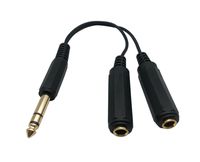 CERRXIAN 1/4" 6.35mm Stereo Plug/Male to Dual 1/4" 6.35mm Jack/Female Splitter Adapter Cable 0.6 Feet (Black)