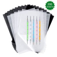 200 Sheets Carbon Transfer Paper White Tracing Paper and 5 Pieces Ball Embossing Styluses for Wood Burning Craft, Paper, Canvas and Other Art Craft Surfaces