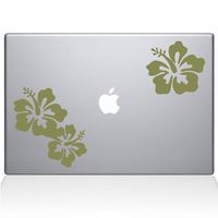 The Decal Guru Hibiscus Decal Vinyl Sticker, 11" MacBook Air, Gold (1456-MAC-11A-G)