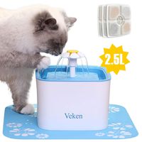 Veken Pet Fountain, 84oz/2.5L Automatic Cat Water Fountain Dog Water Dispenser with 3 Replacement Filters & 1 Silicone Mat for Cats, Dogs, Multiple Pets, Blue
