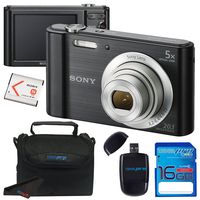 Sony Cyber-Shot DSC-W800 Digital Camera (Black) + 16GB Memory Card + Accessory Bundle