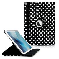 360 Degree Rotating PU Leather Case with Sleeping Function Smart Stand Swivel Cover for iPad Pro - Black Polka Dot