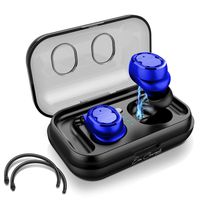 Eon Concepts Wireless Bluetooth 5.0 Earbuds TWS-8 Headphones | iPhone & Android Phone Compatible | Built in Mic | Detachable Ear Hooks | Portable Charging Case | 3D Stereo Sound | Smart Touch | Blue
