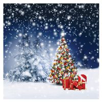GoodsFederation 10x10ft Christmas Theme Snowscape Christmas Tree Pictorial Cloth Poly Fabric Photography Backdrop Customized Photo Backdrops Background Studio Props SDJ-055