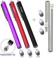 MEKO [0.3-inch Hybrid Tip Series 3 Packs Replaceable Micro-Fiber Tip Stylus Capacitive Touch Screen Pens with Extra 3 Replacement Tips - (Black/Red/Purple)