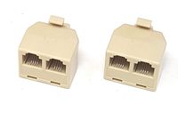 Corpco RJ11 6p4c Duplex Wall Jack Adapter - Ivory, 4 conductor Pack of 2
