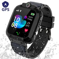 Kids Smart Watch GPS Tracker - IP67 Waterproof Smartwatch Phone for Kids HD Touch Screen SOS Call Voice Chat Digital Wrist Watch Alarm Clock Camera Birthday Gifts for School Boy Girls (Black)