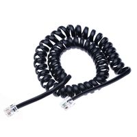 RJ10 Telephone Phone Cord Lead Curly Cable Spring Coiled Spiral Handset Wire 6 Feet Compatible with Landline/IP Phones BT, AT&T, Cisco, NEC, ROLM, ITT, TI (Black)