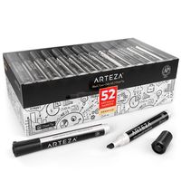 ARTEZA Dry Erase Markers, Bulk Pack of 52 (with Chisel Tip), Black Color with Low-Odor Ink, Whiteboard Pens is perfect for School, Office, or Home