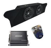 Compatible with 2012-2015 Chevy Camaro Coupe Trunk Kicker Comp C12 Dual 12" Sub Box Enclosure & CXA600.1 Amp (Renewed)