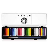 Kraze FX Splash 6 Color Split Cake Palette (6 gm) with Brush - Water Activated, Hypoallergenic, Safe, Non-Toxic Face Painting Kit for Sensitive Skin, Kids & Adults