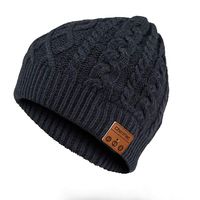 CCHKFEI Bluetooth 5.0 Beanie Hat, Unisex Beanie Bluetooth Musical Hat with Speaker Mic Winter Sport Cap Warm & Comfortable for Gifts (Black Flower)