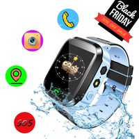 Kids Smartwatch LBS/GPS Locator 1.44 inch Colorful Touch Screen Tow-Way Call Voice Chat SOS Remote Camera Game Clock Compatible with iOS & Android for 3-12 Years Old Children's Smart Watch （Blue）