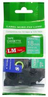 LM Tapes - Premium 3/4" (18mm) White on Green Compatible TZe P-touch Tape for Brother PT-9600, PT9600 Label Maker with FREE Tape Guide Included