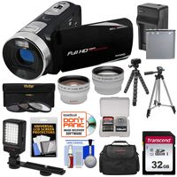 Bell & Howell Fun Flix DV50HD 1080p HD Video Camera Camcorder (Black) + 32GB + Battery + Charger + Case + Tripod + LED + Filters + Tele/Wide Lens Kit