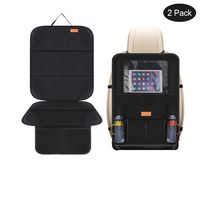 Smart elf Car Seat Protector Set with iPad and Tablet Holder Kick Mat Cover, Universal Stain Resistant Protective Baby Child Car Seat Protectors Rear Back Seat Organizer - 2Pack