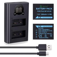 Gonine NP-W126 Battery (2-Pack) and LCD Charger Upgraded, Compatible with Fujifilm FinePix X-T10, X-T20, X-Pro1, X-Pro2, HS33EXR, HS35EXR, HS50EXR,X-A3, X-A5, X-A10 Cameras.