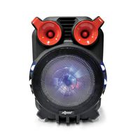 Axess PABT6055 Bluetooth PA 8"+1" Loud Trolley Wireless Bluetooth Speaker, Disco Lights, USB/TF Card/Aux/FM/Mic Inputs, Bass-Treble Control, Remote, Rech. Battery + 9 Volt Adaptor