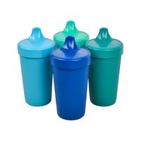 Re-Play Made in The USA 4pk No Spill Sippy Cups for Baby, Toddler, and Child Feeding - Sky Blue, Aqua, Navy, Teal (True Blue+)