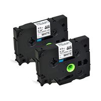 KCMYTONER 2 Pack Black on White 8.8mm 0.34" 4.92 ft Heat-Shrink Tube Label Tape Compatible HSe-221 HSe221 HS221 HS-221 for PT-E300 PT-H300 PT-E300VP PT-E500 PT-E500VP PT-E550WVP PT-P750WVP