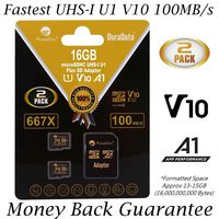 2-Pack 16GB Micro SD Card Plus Adapter. Amplim 16 GB MicroSD Memory Card 100MB/s 667X V10 A1 U1 - Class 10 UHS-I 16G MicroSDHC TF Card for Cell Phones, Fire, Dashcam Camera, GoPro, DJI, Nintendo