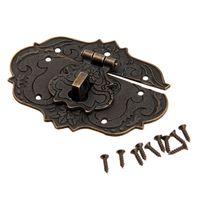 Dophee 1Pc 3"x2.24" Antique Embossing Decorative Brass Hasp Clasp Latch Lock with Screws for European Style Jewelry Trinket Box Decoration