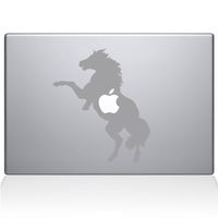 The Decal Guru 0158-MAC-13P-S Bucking Horse Vinyl Sticker, 13" Macbook Pro (2015 & older), Silver