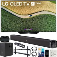 LG OLED65B9PUA B9 65-inch 4K HDR Smart OLED TV with AI ThinQ (2019) Bundle with Deco Gear 60W Soundbar with Subwoofer, Wall Mount Kit, Deco Gear Wireless Keyboard and 6-Outlet Surge Adapter