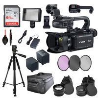 Canon XA15 Compact Full HD Camcorder with Pro Video Bundle Package Deal Kit Includes SanDisk 64gb Card + Extra Replacement Battery + 3pc Filter Kit + More