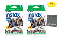Fujifilm Instax Wide Instant Film for Fuji Instax Wide 210 200 100 300 Instant Photo Camera+ Fiber Micro PRO ULTIMATE Cloth (40 Photo Sheets)