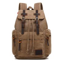 HuaChen Vintage Travel Canvas Leather Backpack,Laptop Backpacks Rucksack,Shoulder Camping Hiking Backpacks School Bag Bookbag for Men Women AUGUR (M32_Brown)