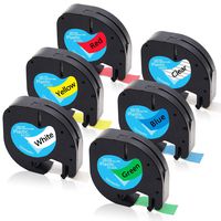 Repalce Dymo LetraTag Refills 16952 91331 91332 91333 91334 91335 Plastic Label Tape Compatible for Dymo Plus LT-100H LT-100T LT-110T QX 50 XR XM 2000 Label Maker, (1/2" x 13', 12mm x 4m) 6 Pack