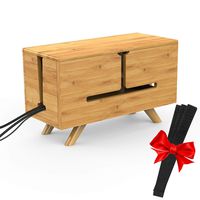 Cable Management Organizer Box - Bamboo DIY Cord Organizer Box Container, Large Surge Protector Cover Hide Power Strip 15.8 X 6.7 X 7in for Home and Office - Keeps Pets/Children Safe