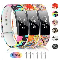 kiugi Bands Compatible with Fitbit Inspire/Inspire HR Sports Watch Band Strap Wristband Bracelet Replacement Accessory with Pins for Men Women 3 Pack-Black Fun Pattern Small Bands