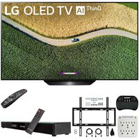 LG OLED65B9PUA B9 65" 4K HDR Smart OLED TV with AI ThinQ (2019) Bundle with Deco Gear Home Theater Soundbar, Flat Wall Mount Kit, Wireless Keyboard and 6-Outlet Surge Adapter with Night Light