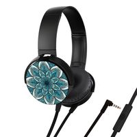Over-ear Stereo Headphones,ISDOO Extra Bass Adjustable Headset Earbuds with Built-in Mic and Wired Mode for PC/Cell Phones/TV(Mandala)