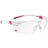 NoCry Safety Glasses with Clear Anti Fog Scratch Resistant Wrap-Around Lenses and No-Slip Grips, UV Protection. Adjustable, White & Pink Frames