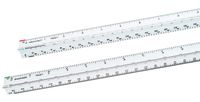 Architectural Scale Ruler and Engineer Scale Ruler Set - Two White Engraved Plastic Triangular Scale Rulers