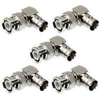BeElion 5PCS BNC Male Right Angle to Female BNC Cable Video Adapter Connector for CCTV Camera