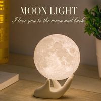 Mydethun Moon Lamp Moon Light Night Light for Kids Gift for Women USB Charging and Touch Control Brightness 3D Printed Warm and Cool White Lunar Lamp(3.5In moon lamp with stand)