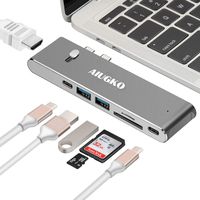 USB C Hub, Aiugko Type C Adapter 4K HDMI (30Hz), USB 3.0 SD/TF Card Reader, PD Charge Port,  2 USB 3.0 Ports, 2 USB-C Data Port for Type c Devices MacBook Pro 2018/2017 UltraBook USB C   Devices