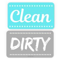 Dishwasher Magnet Clean Dirty Sign Strong Magnet Double Sided Flip - With Bonus Metal Magnetic Plate - Universal Kitchen Dish Washer Reversible Indicator (Aqua Original)