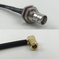 12 inch RGU178 BNC FEMALE BIG BULKHEAD to SMB FEMALE ANGLE Pigtail Jumper RF coaxial cable 50ohm High Quality Quick USA Shipping