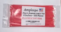 Amplexpo 7" Standard Cable/Zip Ties (100 pieces)(50 lbs. strength) (Fluorescent Pink)
