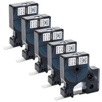 Absonic 18053 Industrial Heat Shrink Tube 3/8'' Wire Cable Labels Compatible for DYMO LabelWriter and Rhino IND 5200 5000 4200 6000 1000 3000 Label Makers, Black on White, 9mm x 1.5m, 5-Pack