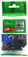 LM Tapes - Premium 3/8" Black Print on Silver Label (9mm 0.35 Laminated) Compatible with P-Touch TZe-921 Tape and Comes with Great Tape Color/Size Guide for Easy reordering.