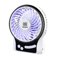 Dedeo Portable Fans Mini USB Cooling Fan Rechargeable Battery Desktop Fan Desk Fan with 3 Speed Motor and LED Light for Home Office Outdoor Travel Camping Car -White