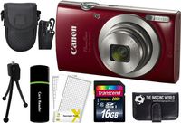 Canon PowerShot ELPH 180 20MP 8X Zoom Digital Camera (Red) + 16GB Card + Reader + Case + Accessory Bundle
